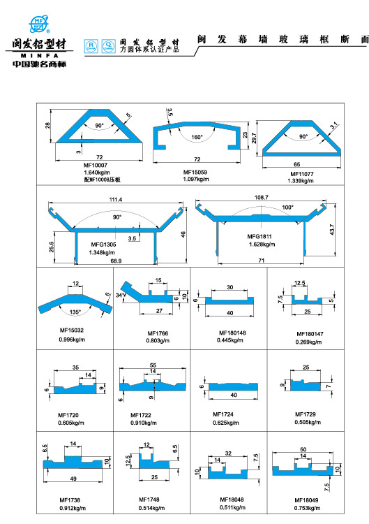 hb火博幕墙玻璃框断面?cutain wall Glass-sash aluminium alloy