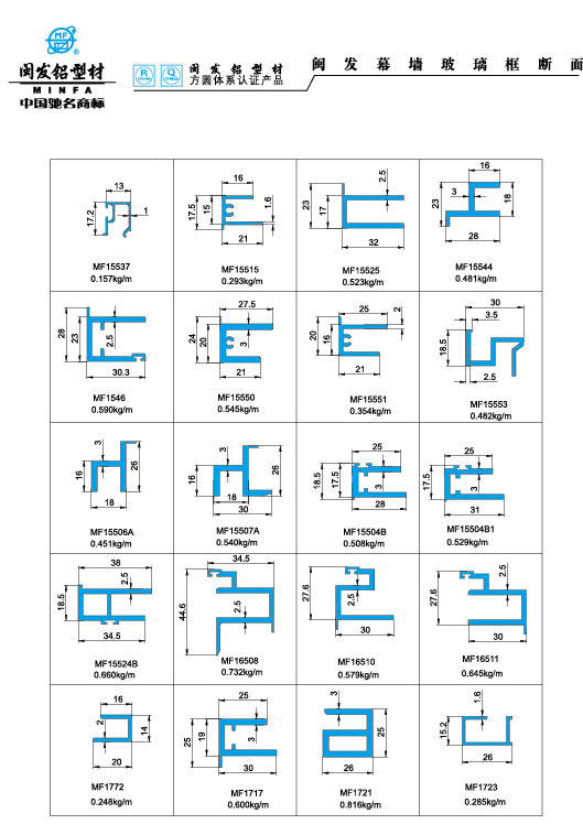 hb火博幕墙玻璃框断面?cutain wall Glass-sash aluminium alloy