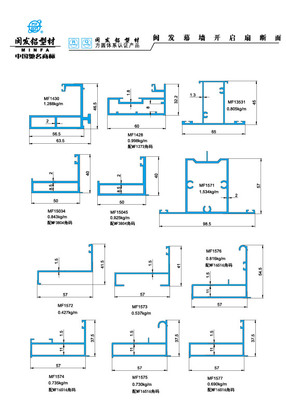 闽发幕墙开启扇断面 curtain wall open fan-light