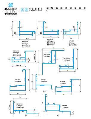 闽发幕墙开启扇断面 curtain wall open fan-light